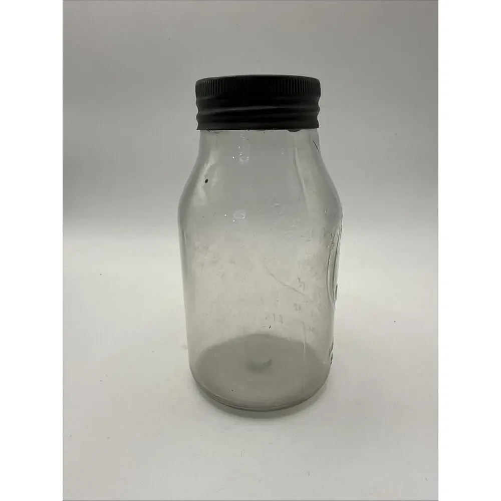 vintage Horlicks Malted Milk Glass Bottle Metal Lid